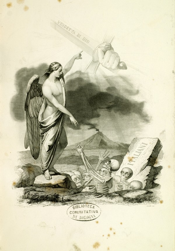 Carelli, Vendetta di Dio. Italiani, frontispice du vol. 2 de G. D’Amato, Panteon dei martiri della libertà italiana, Turin, Fontana, 1851. Source : Biblioteca dell’Archiginnasio di Bologna